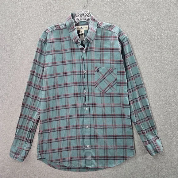 Ralph Lauren Boys Button Up Shirt‎ XL Blue Grid Plaid Long Sleeve Collar