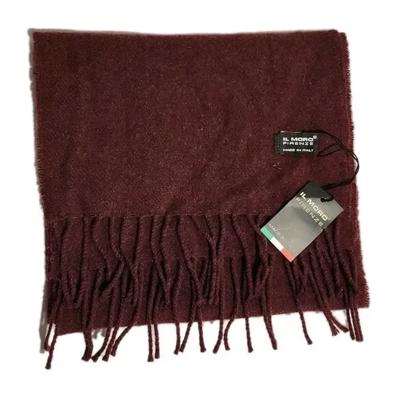 Il Moro Firenze Wool Blend Scarf Made in Italy Burgundy NWT