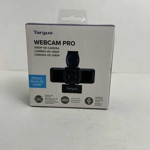 Targus Webcam Pro 1080P HD Camera Integrated Mic AVC041 Universal Compatibility