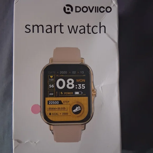 DOVIICO Pink Silicone Smartwatch with Gold Case