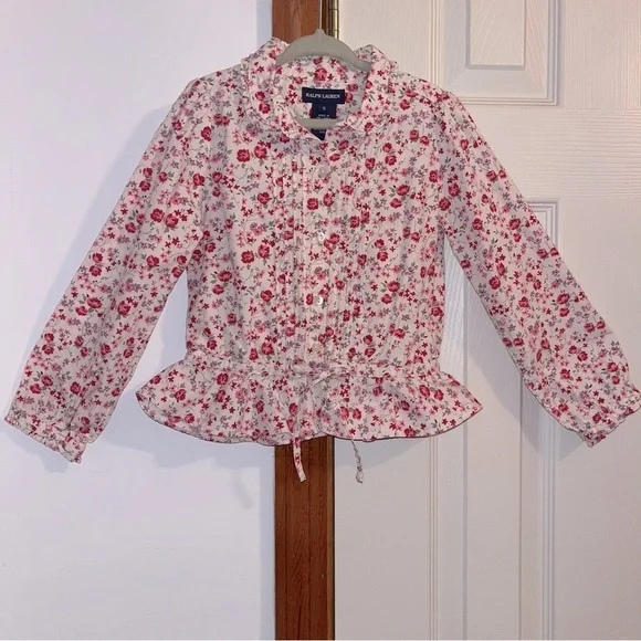 Ralph Lauren Floral Cotton Peplum Blouse