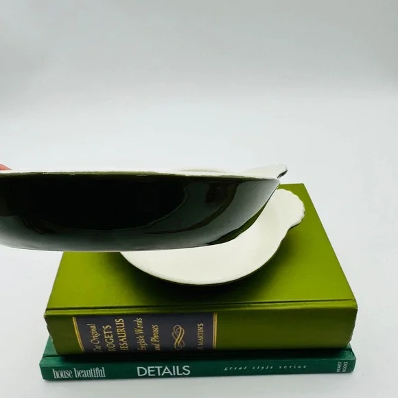 Hall China 433 Vintage Hunter Green Individual Shirred Egg Baker Dishes Set of 2