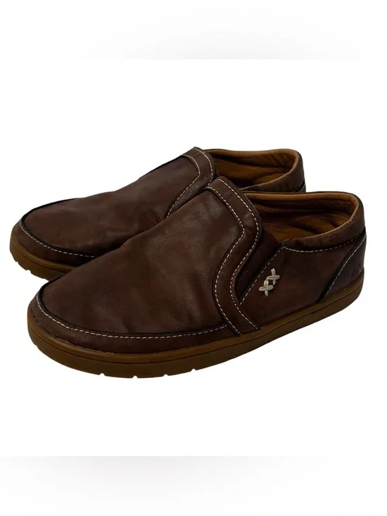 BORN Boys Brown Loafers Dress Shoes Sz 10 Western Cowboy Classic Casual Neutral