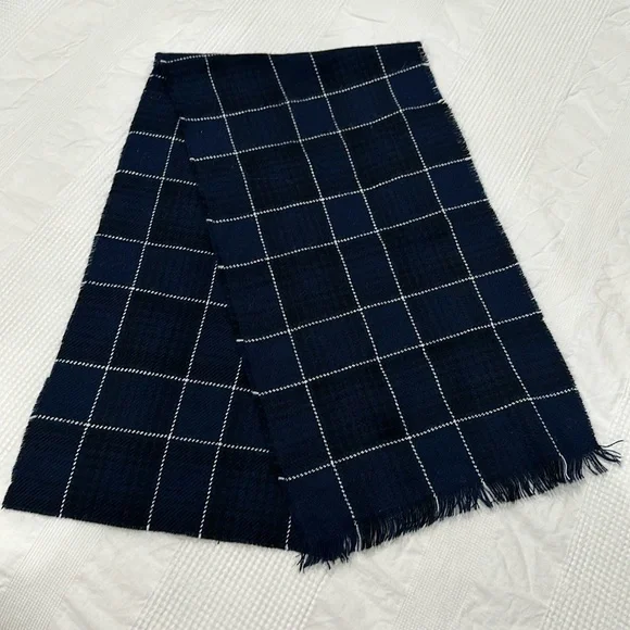 Blue and black plaid scarf
