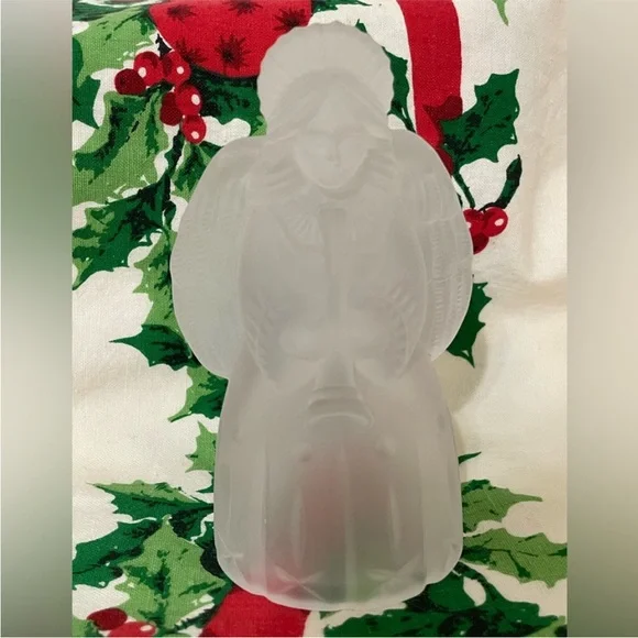 MIKASA Heavenly Wishes Trumpeting Angel Frosted Glass Candleholder