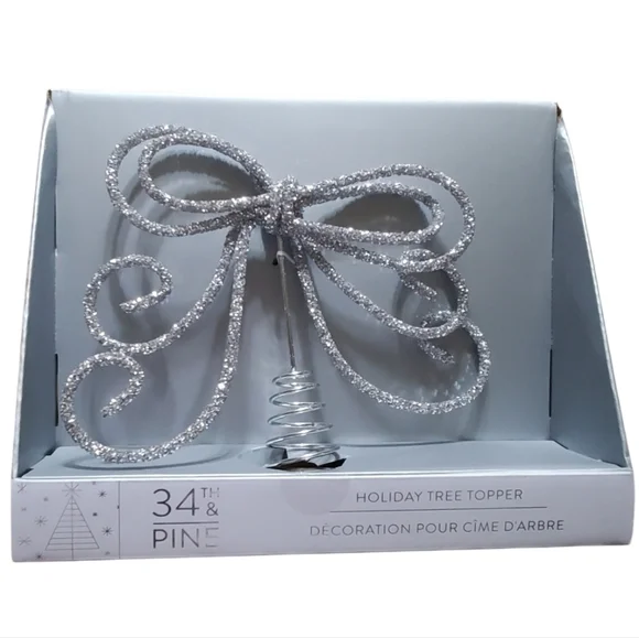 Crystals And Silver Tiny Simulated Diamonds Christmas Tree Topper Holiday Decor