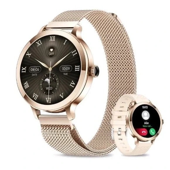 AMOLED Smart Watch Women for Android & iPhone, Fitness Watch with Bluetooth Call