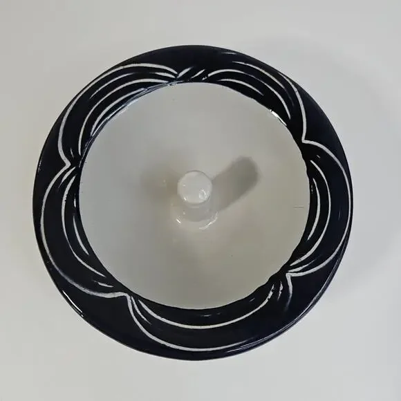 Original‎ Apple Baker Pottery Baking Dish Blue Cream Round 6.25 In Diameter