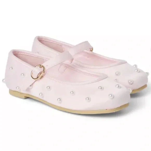 Janie & Jack Pink Pearl-Embellished Mary Jane Shoes