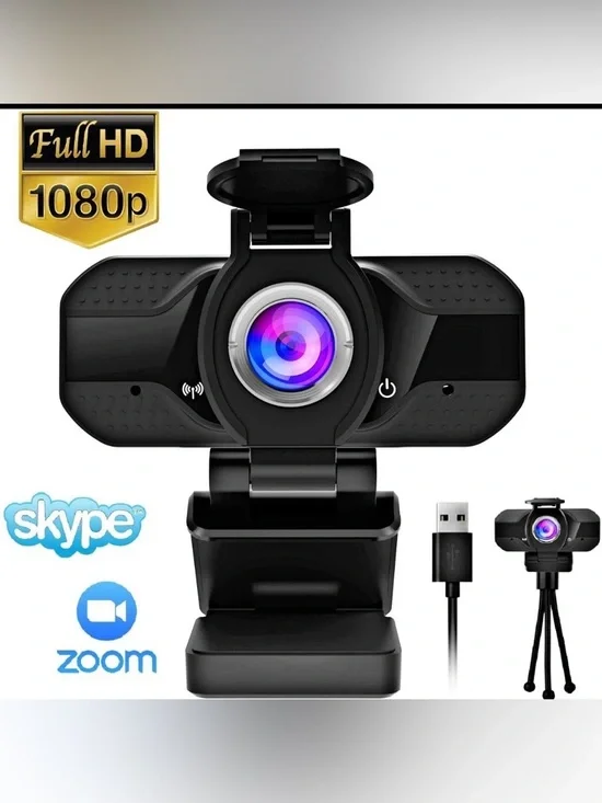 Webcam with Microphone, HD 1080P Webcam for Laptop Desk, Web Cameras for Compute
