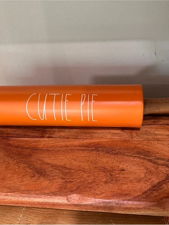 Rae Dunn Orange Rolling Pin with White Lettering