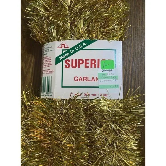 𝅺VINTAGE Rauch Industries Inc superior gold colored Christmas tinsel garland