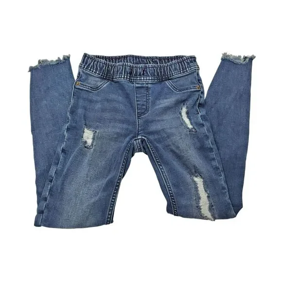 Justice Girls Size‎ 12 Slim Distressed Raw Hem Blue Denim Jeans