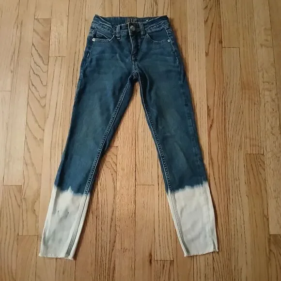 Justice Tie-Dye Jeans Denim Girls 10 Slim Mid Rise Jegging Bottom Bleached Legs