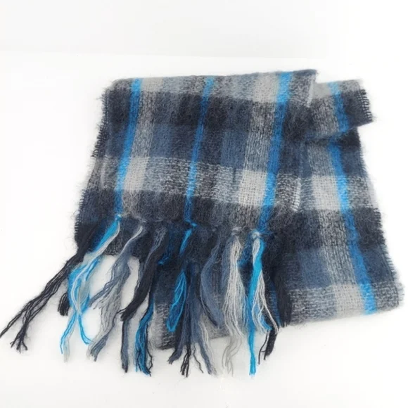 John Hanly Ireland Plaid Mohair Scarf