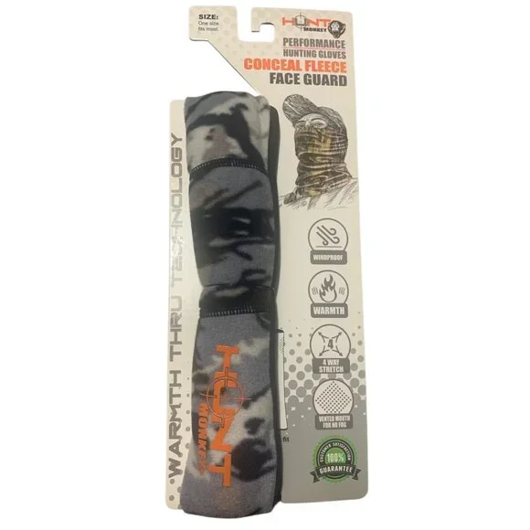 HUNT MONKEY Black + Gray Camo Conceal Fleece Face Guard NWT One Size