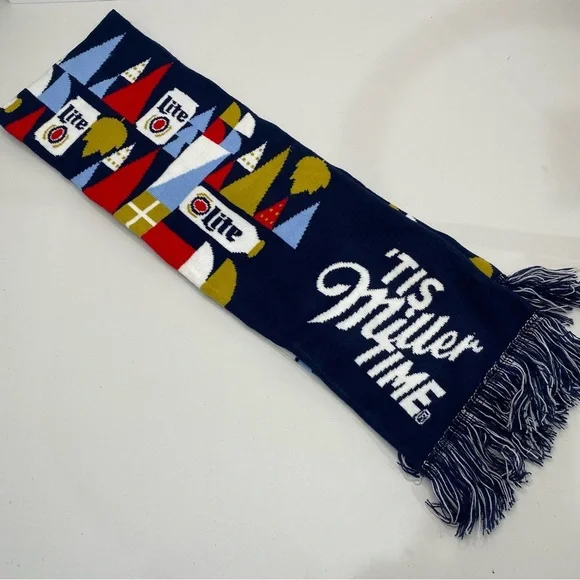 Miller Lite Knit Scarf Ugly Christmas Sweater Theme Beer Holiday