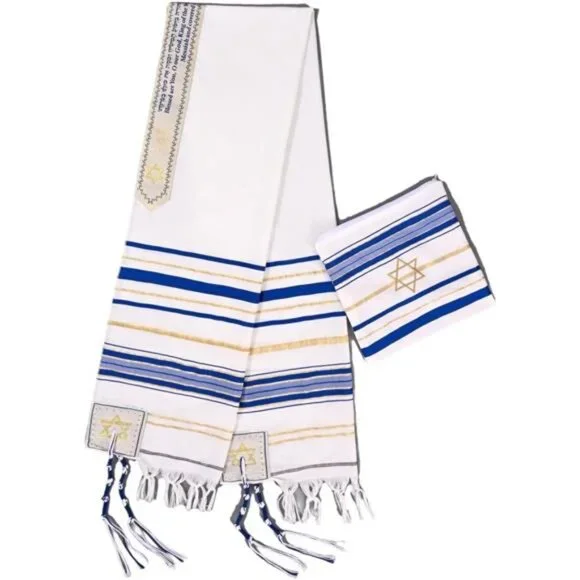 blue men's prayer shawl Christian prayer scarf jewish tzitzit tallit cloth