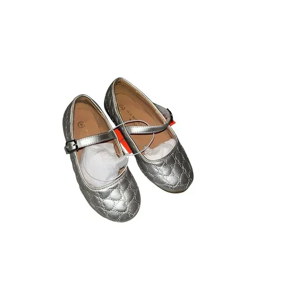 Rampage Girls Sliver Casual Dress Holiday School Ballet Flats Shoes Size 9