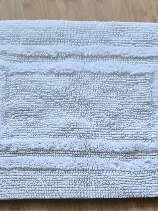 Hotel Collection White Plush Bath Mat with Subtle Stripe Texture
