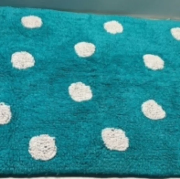 kate spade Teal Bath Mat with White Polka Dots