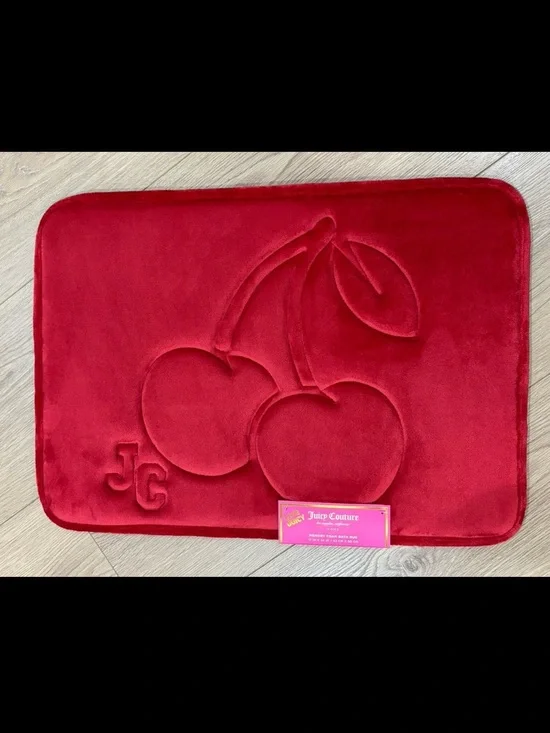 Juicy Couture Red Embossed Cherry Plush Bath Mat