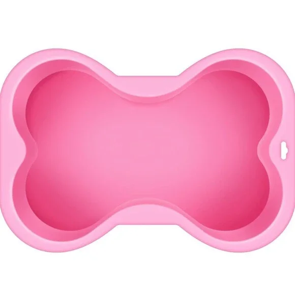 Puppy Cake Dog Bone Shaped Silicone Cake Pan Pink Birthday Party Baking Gift NEW