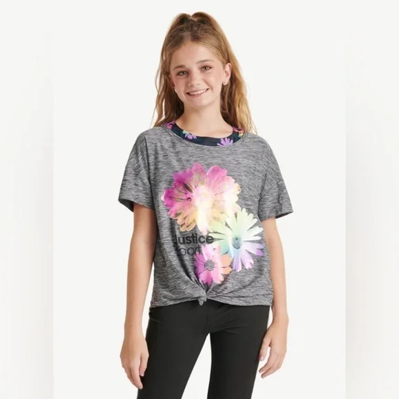 Justice Short Sleeve Tee With Short Bralette