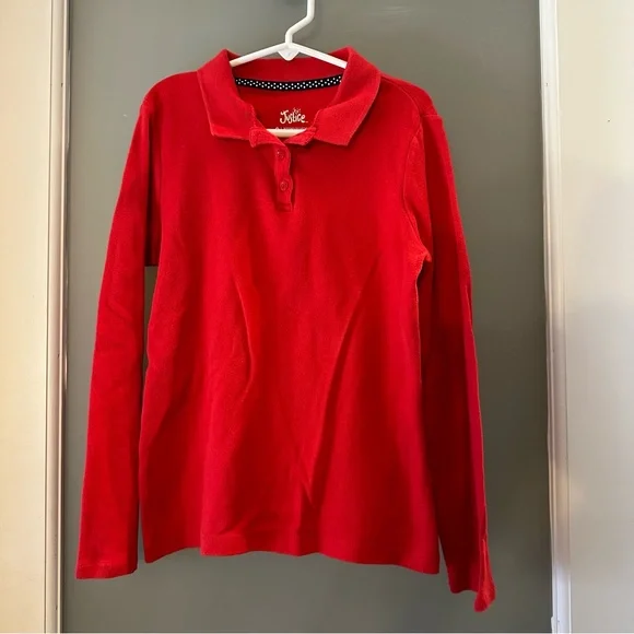 Justice red long sleeve polo shirt. Girls size 8