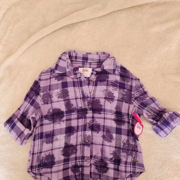 Justice Purple Plaid Kids Shirt