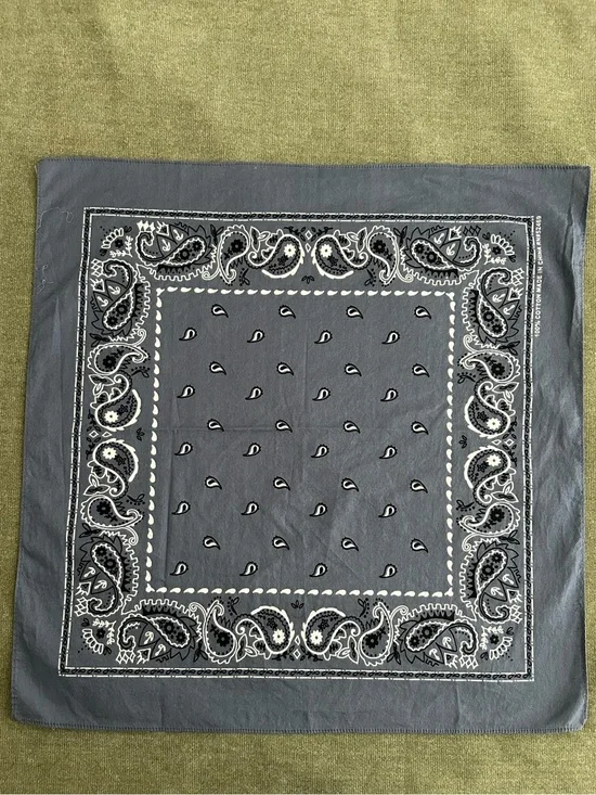 Men's Gray Paisley Cotton Handkerchief Bandana - Patterned RN#52469