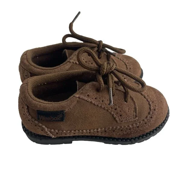 WEEBOK by REEBOK Brown Suede Wingtip Oxford Dress‎ Shoes Baby Boy Size 7.5 M
