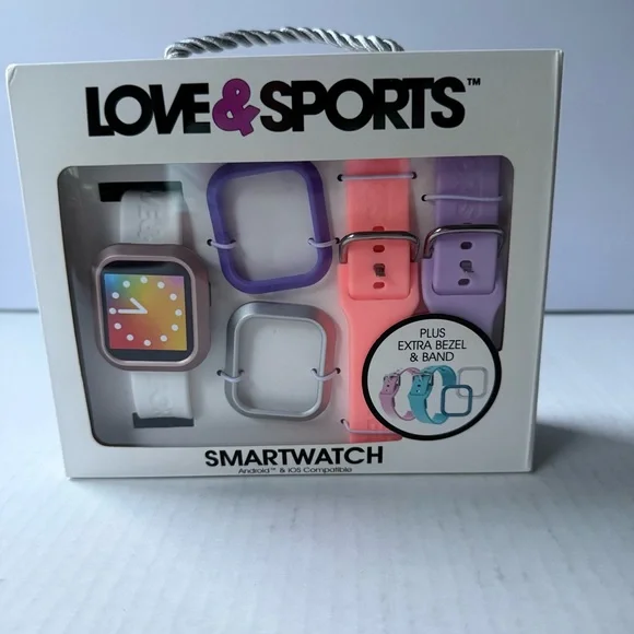 Smartwatch with‎ Interchangeable Bands - Black, Purple, Pink