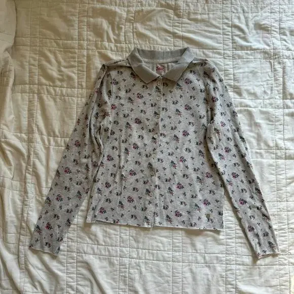 Justice girls xxl 16‎ 18 Floral preppy polo shirt Cottagecore preppy