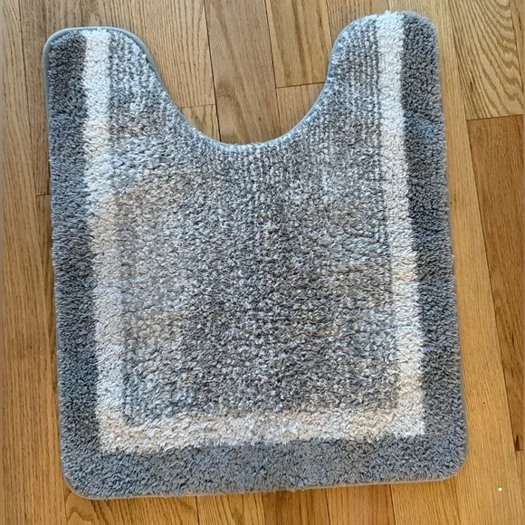 ♥️ Toilet rug u-shape | Gray and White Bath Mat 24x20 soft