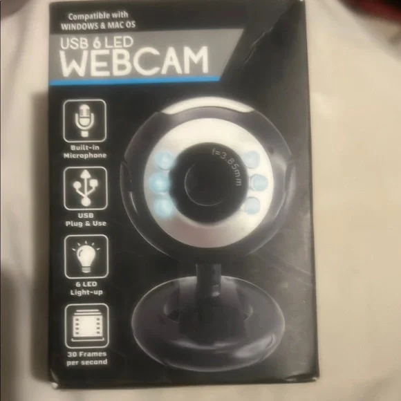 Black and Silver USB Webcam with Built-in Microphone