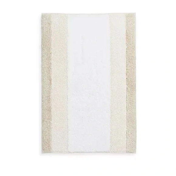 Oatmeal beige white Bloomingdale’s Abyss Nomade Bath Rug Reversible