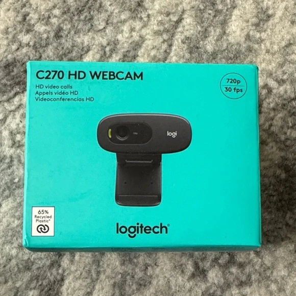 Logitech C270 HD Webcam - Black and Teal Box