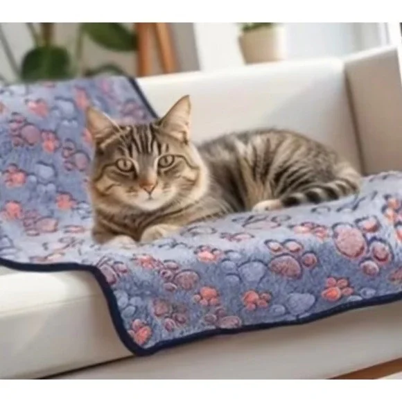 Warm & Soft Fluffy Fleece Flannel Pet Cat Dog BLUE Blanket Mat 30