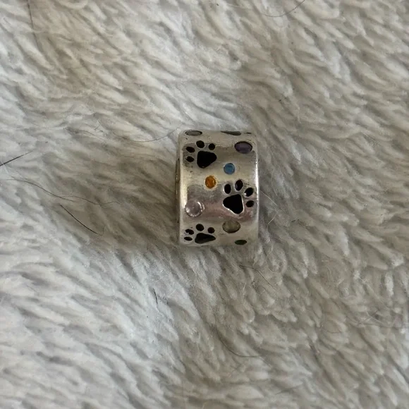 Silver Paw Print Charm for Pets