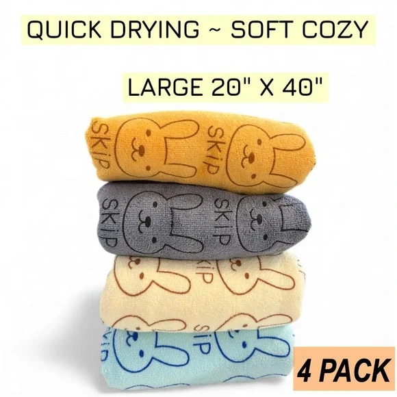 Quick Drying Super Absorbent Microfiber Pet Drying Towels LARGE‎ Grooming 4 pack
