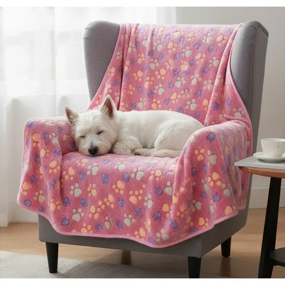Warm & Soft Fluffy Fleece Flannel Pet Cat Dog PINK Blanket Mat 30