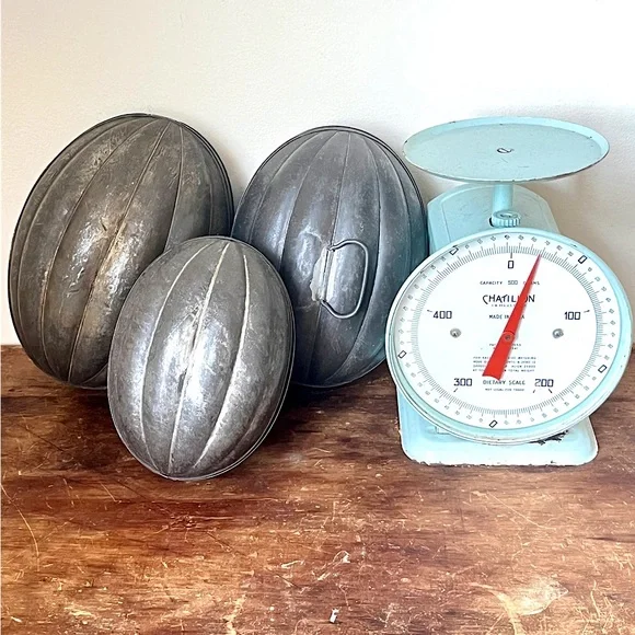 Antique Pudding Molds Nesting Melon Acorn Vintage Jello Cake Pan Kitchen Decor
