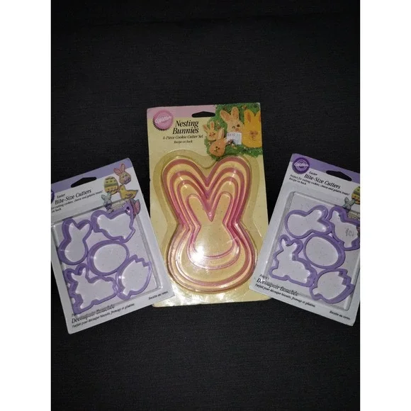 Vintage Wilton Cookie Cutters Easter Nesting Bunnies And Easter Bites 3 Packages