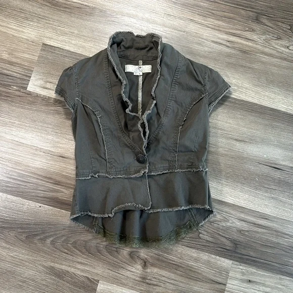 Vintage Justice Size Large Top Green Cotton‎ Blend Romantic Grunge Indie Utility