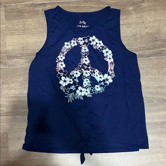 Justice Navy Floral Graphic Tank Top