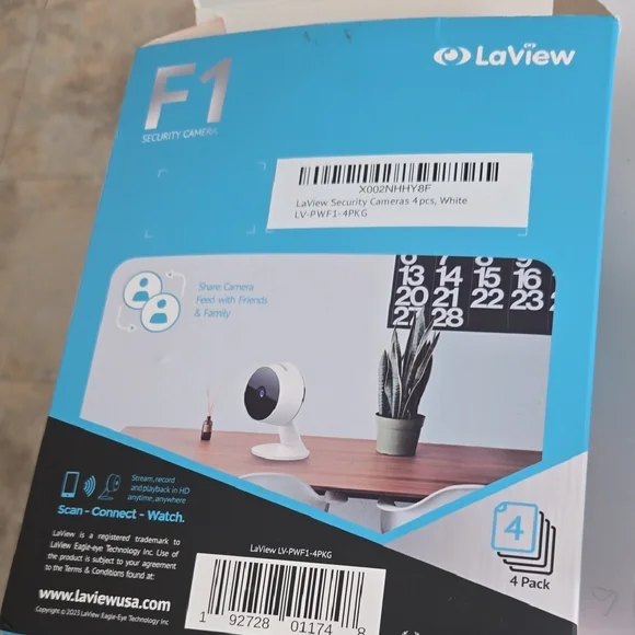LAVIEW F1 White Security Camera 4-Pack