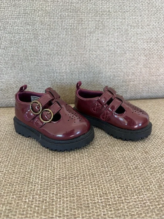 OshKosh B'gosh Burgundy Patent Double-Buckle Mary Janes