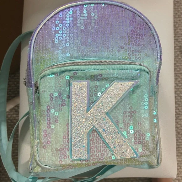 Justice cat ear backpack with initial K