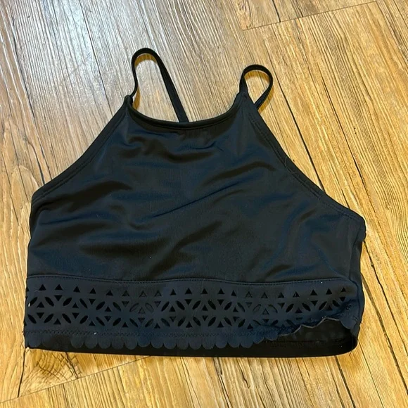 Justice Girls Swim Top Black Size 10